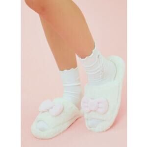 NWT! Women’s Hello Kitty Plush Pink Bow Slide Open Toe Slipper - LARGE